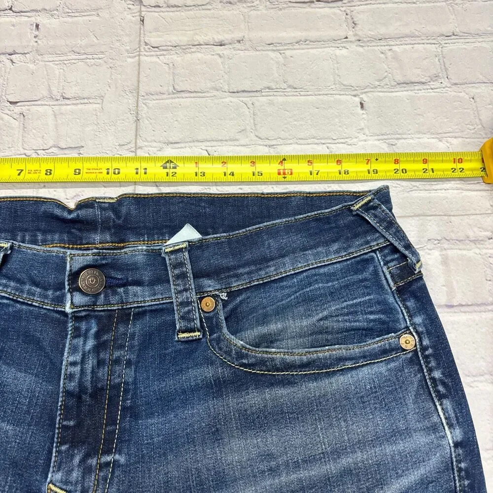 True Religion Men Flap Ricky Relaxed Straight Jeans Size 38 Blue Denim D130 -16